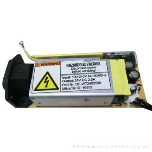 60W Switching Mode Open Frame Power Supply with 100-240V AC, 50/60Hz Input, 24V DC, 2.5A Output